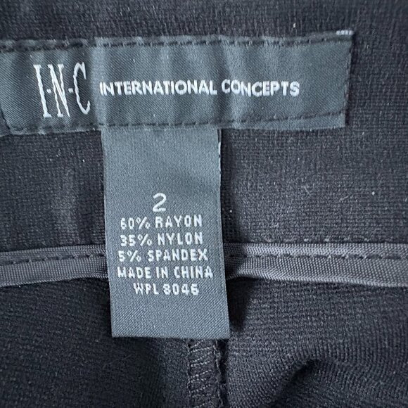 INC International Concepts Black Stretchy Straight Leg Pants, Size 2, NWT - Picture 6 of 6